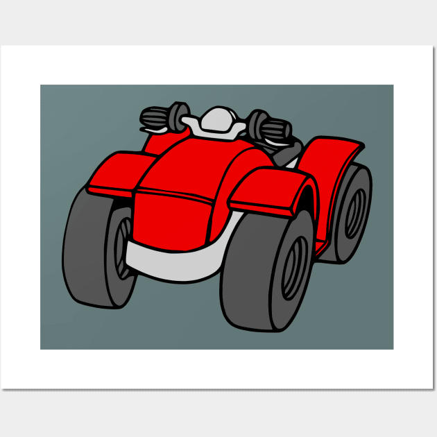 Red Quad Bike ATV Wall Art by KayBee Gift Shop